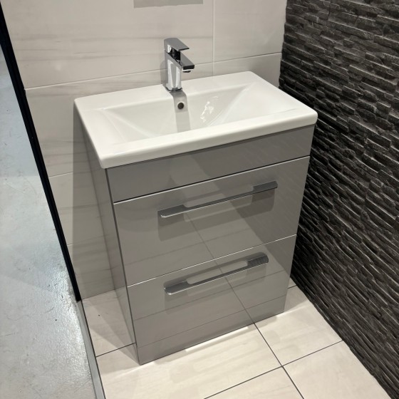 Appeal Light Grey Floor Standing 2 Drawer Basin Unit Inc Basin 60cm